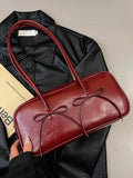 Leather Bow Trim Shoulder Bag - Your Second Look