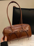 Leather Bow Trim Shoulder Bag - Your Second Look