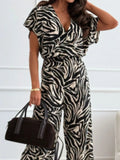 Leopard Print Short Sleeve Wide Leg Jumpsuit - Your Second Look