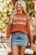Letter Graphic Round Neck Long Sleeve Sweater - Your Second Look