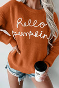 Letter Graphic Round Neck Long Sleeve Sweater - Your Second Look