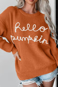 Letter Graphic Round Neck Long Sleeve Sweater - Your Second Look