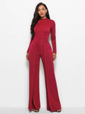 Long Sleeve Mock Neck Wide Leg Jumpsuit - Your Second Look