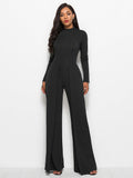 Long Sleeve Mock Neck Wide Leg Jumpsuit - Your Second Look