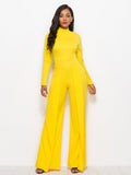 Long Sleeve Mock Neck Wide Leg Jumpsuit - Your Second Look
