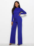 Long Sleeve Mock Neck Wide Leg Jumpsuit - Your Second Look