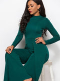 Long Sleeve Mock Neck Wide Leg Jumpsuit - Your Second Look