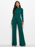 Long Sleeve Mock Neck Wide Leg Jumpsuit - Your Second Look