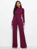 Long Sleeve Mock Neck Wide Leg Jumpsuit - Your Second Look