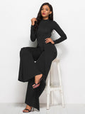 Long Sleeve Mock Neck Wide Leg Jumpsuit - Your Second Look