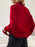 Mock Neck Dropped Shoulder Sweater - Your Second Look