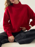 Mock Neck Dropped Shoulder Sweater - Your Second Look