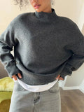 Mock Neck Dropped Shoulder Sweater - Your Second Look