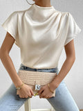 Mock Neck Short Sleeve Blouse - Your Second Look