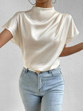 Mock Neck Short Sleeve Blouse - Your Second Look
