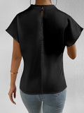 Mock Neck Short Sleeve Blouse - Your Second Look