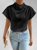 Mock Neck Short Sleeve Blouse - Your Second Look