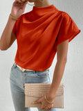 Mock Neck Short Sleeve Blouse - Your Second Look