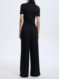 Mock Neck Short Sleeve Top and Pants Set - Your Second Look