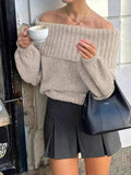 Off - Shoulder Ribbed Sweater - Your Second Look