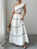 One - Shoulder Ruffle Top and Skirt Two - Piece Set - Your Second Look