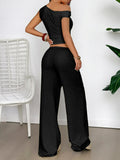 One Shoulder Top and Wide Leg Pants Set - Your Second Look