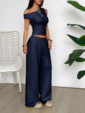 One Shoulder Top and Wide Leg Pants Set - Your Second Look