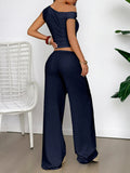One Shoulder Top and Wide Leg Pants Set - Your Second Look