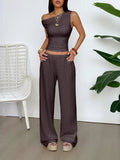 One Shoulder Top and Wide Leg Pants Set - Your Second Look