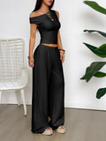 One Shoulder Top and Wide Leg Pants Set - Your Second Look