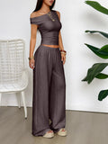 One Shoulder Top and Wide Leg Pants Set - Your Second Look