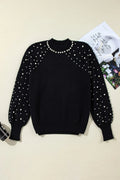 Pearl Detail Mock Neck Long Sleeve Sweater - Your Second Look
