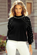 Pearl Detail Mock Neck Long Sleeve Sweater - Your Second Look