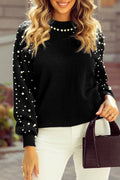 Pearl Detail Mock Neck Long Sleeve Sweater - Your Second Look