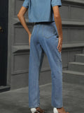 Pearl Detail Straight Jeans with Pockets - Your Second Look