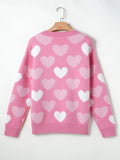 Pearled Heart Print Valentines Crew Neck Sweater - Your Second Look