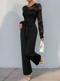Perfee Lace Round Neck Long Sleeve Jumpsuit - Your Second Look
