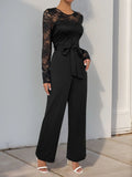 Perfee Lace Round Neck Long Sleeve Jumpsuit - Your Second Look