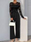 Perfee Lace Round Neck Long Sleeve Jumpsuit - Your Second Look