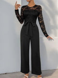 Perfee Lace Round Neck Long Sleeve Jumpsuit - Your Second Look
