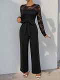Perfee Lace Round Neck Long Sleeve Jumpsuit - Your Second Look
