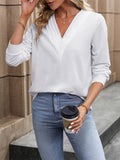 Perfee V - Neck Long Sleeve Blouse - Your Second Look