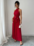 Pleated Halter Neck Maxi Dress - Your Second Look