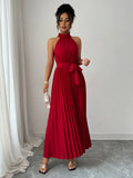 Pleated Halter Neck Maxi Dress - Your Second Look