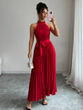 Pleated Halter Neck Maxi Dress - Your Second Look