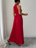 Pleated Halter Neck Maxi Dress - Your Second Look