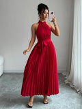 Pleated Halter Neck Maxi Dress - Your Second Look
