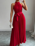 Pleated Halter Neck Maxi Dress - Your Second Look