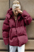 Pocketed Zip Up Hooded Puffer Jacket - Your Second Look