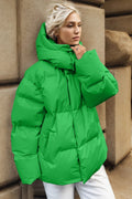 Pocketed Zip Up Hooded Puffer Jacket - Your Second Look